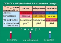 Таблица Окраска индикаторов в различных средах (винил) - «globural.ru» - Пенза