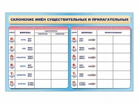 Фрагмент (демонстрационный) маркерный (двухсторонний) "Склонение имен существительных и прилагательных" - «globural.ru» - Пенза