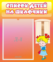 Стенд "Список детей на шкафчики" №6 - «globural.ru» - Пенза