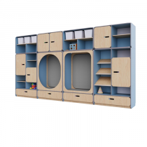 Детская стенка с местом для хранения и зонами отдыха из коллекции «НЕГА» (цвет голубой) - «globural.ru» - Пенза