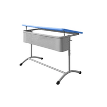 Стол ученический двухместный регулируемый по высоте с наклонной пластиковой столешницей - «globural.ru» - Пенза